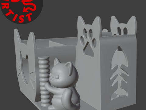 Cute cat Penholder Organizer 3D Baskı Modeli