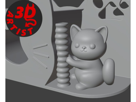 Cute cat Penholder Organizer 3D Baskı Modeli