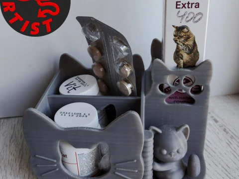 Органайзер для ручок із милим котом 3D Принт Модель