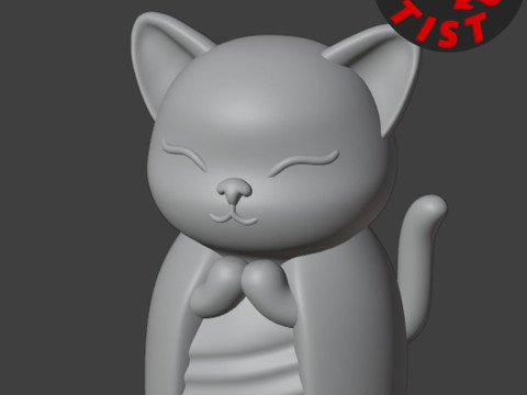 Buddhist Cat Figurine 3D 打印模型