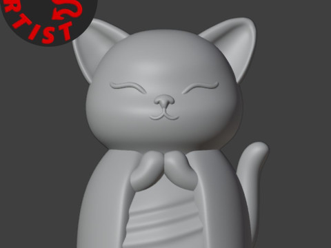 Buddhist Cat Figurine 3D 打印模型