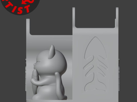 Cat with fish Organizer 3D प्रिंट मॉडल