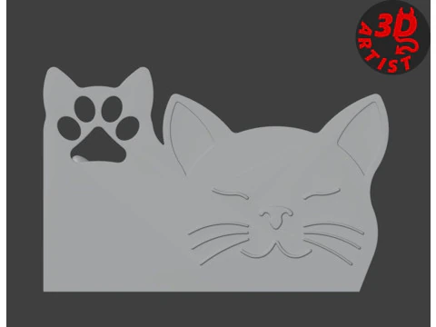 Cat with fish Organizer 3D Print Model