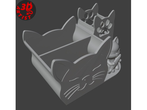 Cat with fish Organizer 3D प्रिंट मॉडल