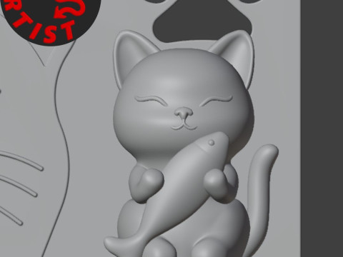 Cat with fish Organizer 3D प्रिंट मॉडल
