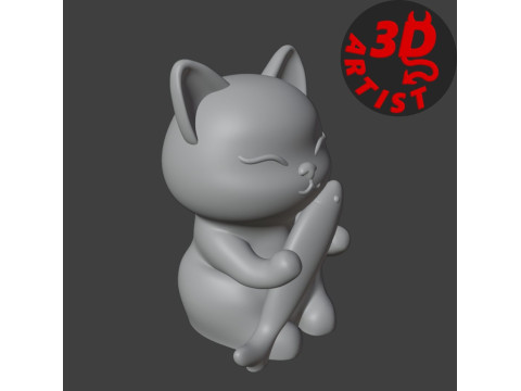 Cat with fish Figurine 3D 프린트 모델