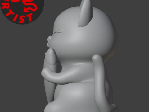 Cat with fish Figurine 3D 프린트 모델