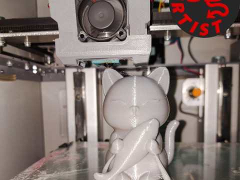 Cat with fish Figurine 3D 프린트 모델
