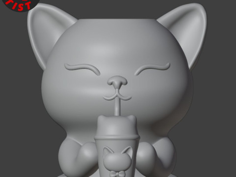 Happy morning cat Vase v2 Boba cup Modello di stampa 3D