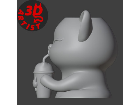 Happy morning cat Vase v2 Boba cup Modello di stampa 3D