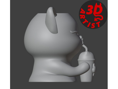 Happy morning cat Vase v2 Boba cup Modello di stampa 3D