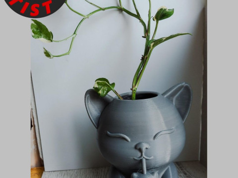 Happy morning cat Vase v2 Boba cup 3D Print Model