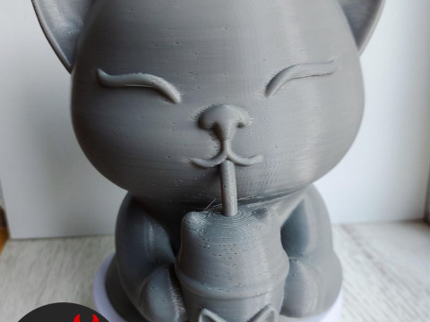 Happy morning cat Vase v2 Boba cup Modello di stampa 3D