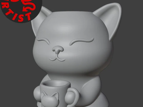 Happy Morning Katzenvase 3D Druckmodell