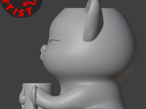 Happy morning cat Vase 3Dプリントモデル