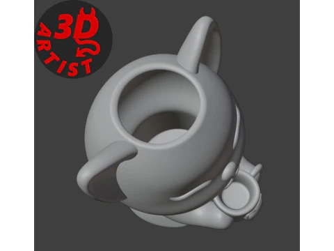 Happy morning cat Vase 3D Print Model