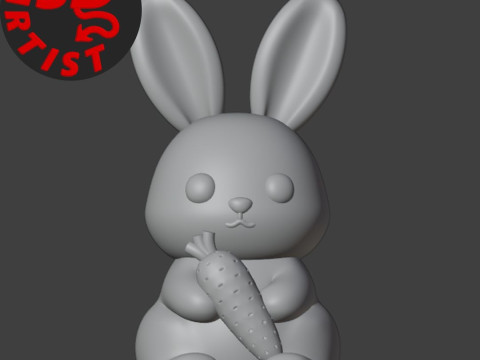 Bunny with carrot Figurine Model Cetak 3D