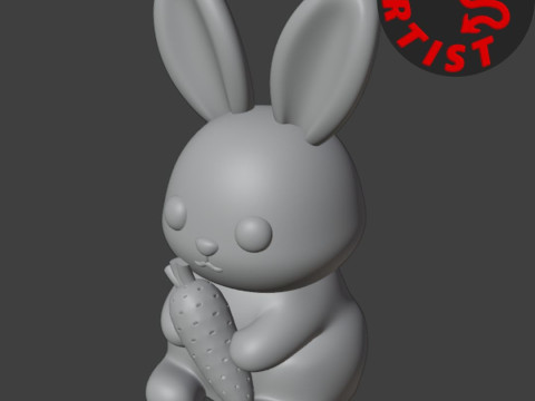 Bunny with carrot Figurine Model Cetak 3D