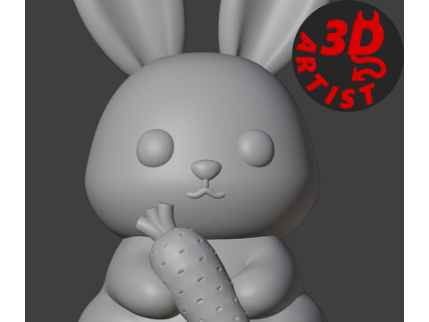Bunny with carrot Figurine Model Cetak 3D