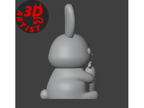 Bunny with carrot Figurine Model Cetak 3D