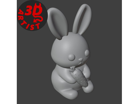 Bunny with carrot Figurine Model Cetak 3D
