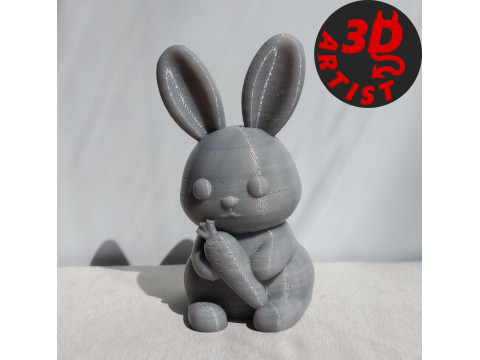 Bunny with carrot Figurine Model Cetak 3D