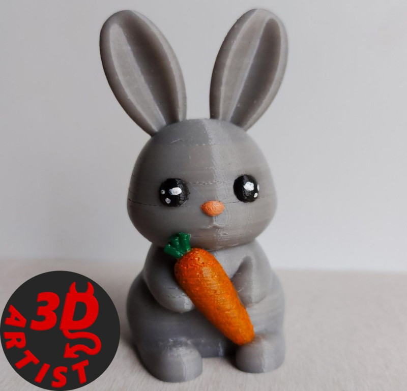 Bunny with carrot Figurine Model Cetak 3D .c4d .max .obj .3ds .fbx .stl .blend