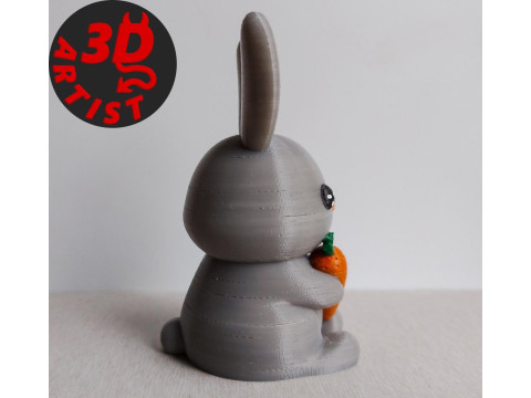Bunny with carrot Figurine Model Cetak 3D