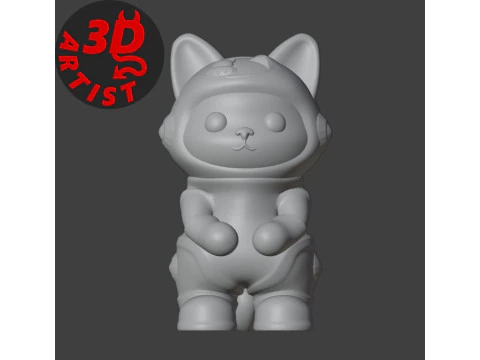 Cat Astronaut Figurine 3D Print Model