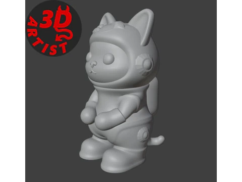 Cat Astronaut Figurine 3D Print Model