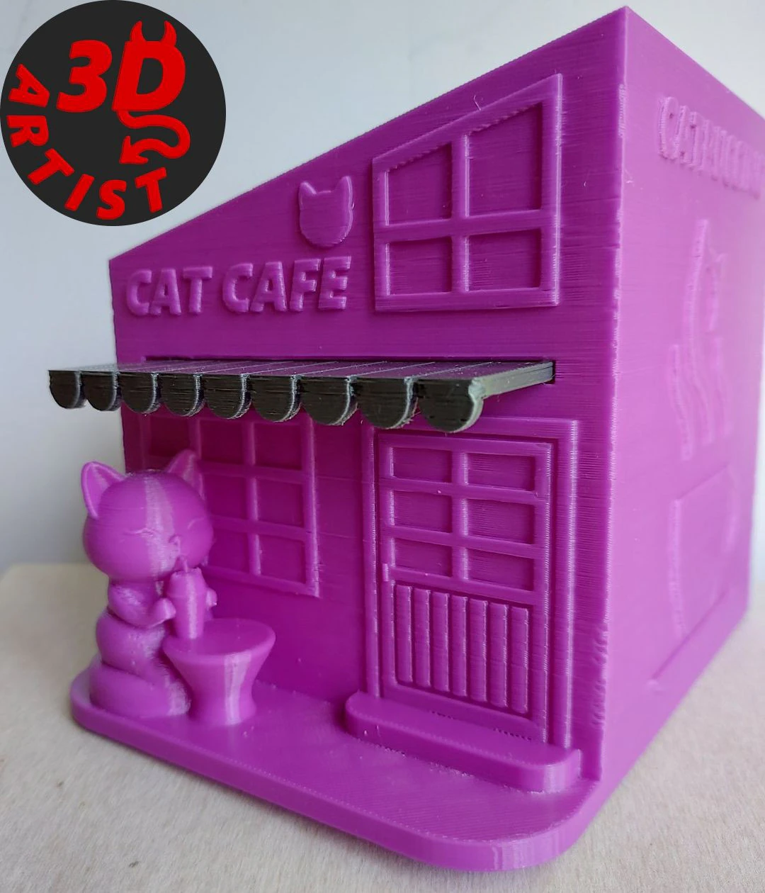 Cat Cafe Organizer 2 versions 3D Print Model .c4d .max .obj .3ds .fbx .stl .blend 