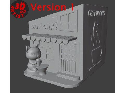 Cat Cafe Organizer 2 versions 3D Принт Модель