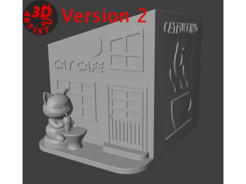 Cat Cafe Organizer 2 versions 3D Принт Модель