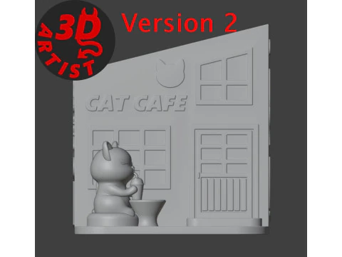 Cat Cafe Organizer 2 versions 3D Print Model