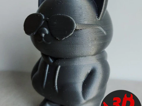 Cat with glasses Figurine 3D Print Model