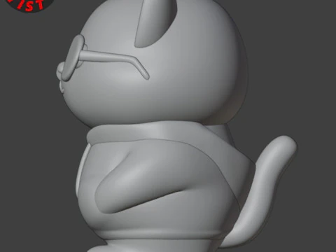 Cat with glasses Figurine 3D Print Model
