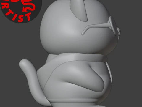 Cat with glasses Figurine 3D Print Model