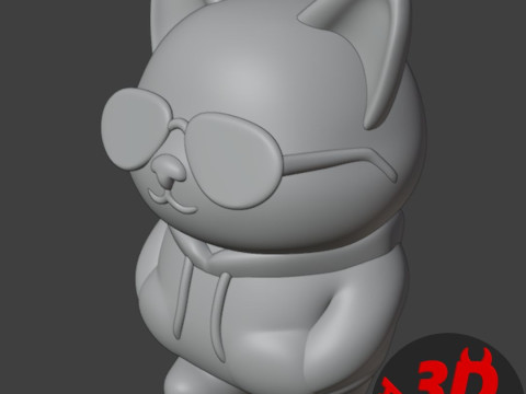 Cat with glasses Figurine Model do druku 3D