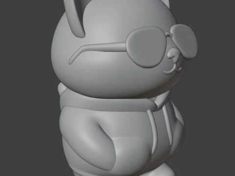 Cat with glasses Figurine 3D Print Model