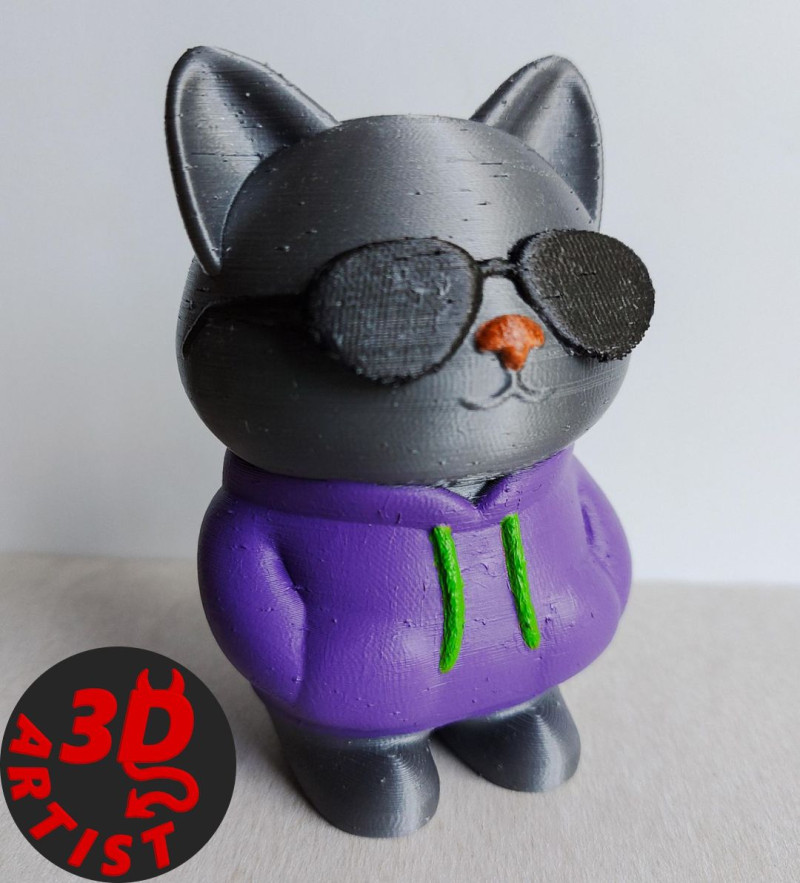Cat with glasses Figurine Model do druku 3D .c4d .max .obj .3ds .fbx .stl .blend 
