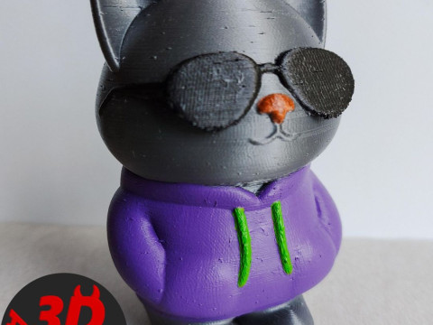Cat with glasses Figurine Modello di stampa 3D