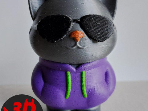 Cat with glasses Figurine Model do druku 3D