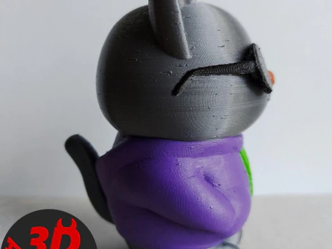 Cat with glasses Figurine 3D Print Model