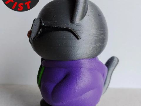 Cat with glasses Figurine 3D Print Model