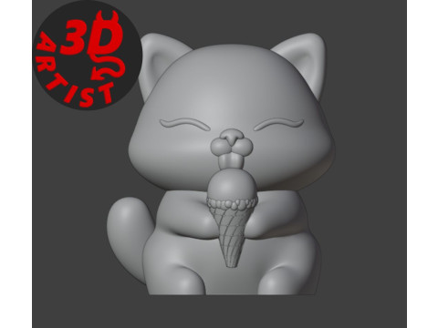 Cat with ice cream Figurine Modello di stampa 3D