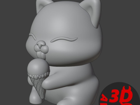 Cat with ice cream Figurine Modello di stampa 3D