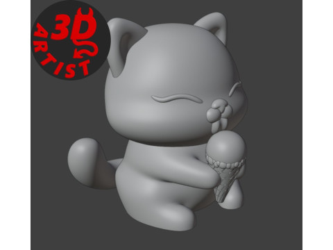 Cat with ice cream Figurine Modello di stampa 3D
