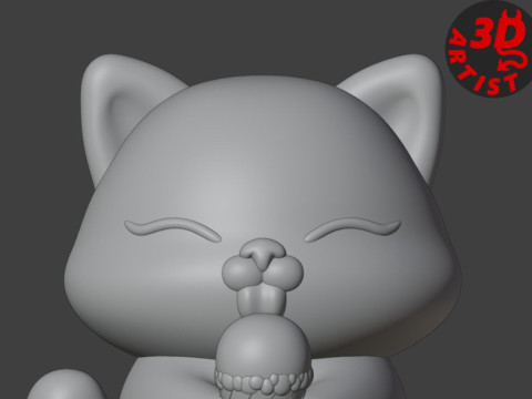 Cat with ice cream Figurine Modello di stampa 3D