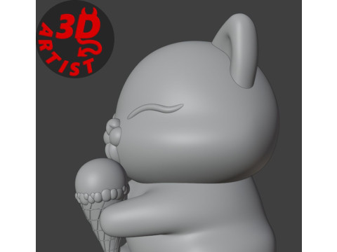 Cat with ice cream Figurine Modello di stampa 3D