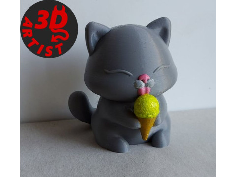 Cat with ice cream Figurine Model do druku 3D